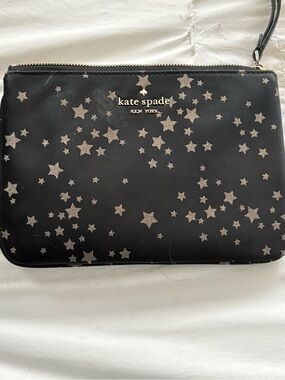 kate spade Black Wristlet with Metallic Star Print